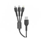 Porodo 1.4M 3-in-1 Lightning, Type-C and Micro USB Cable
