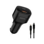 Green Lion Compact Dual Port 20W USB + Type-C Car Charger with Type-C to Lightning Cable