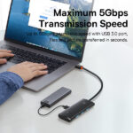 Baseus Lite Series USB 3.0 x 4 Port Type-C Hub Adapter - Image 3