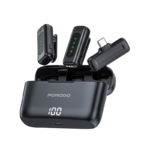 Porodo Lavalier Double Microphones Type-C Connector with Lightning Adapter and Charging Case