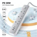 UGREEN 15461 3-Outlet Surge Protection Extension Code with 30W Type-C Port + Dual USB Ports - Image 2