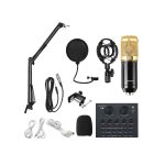 BM800 Condenser Microphone Full Studio Setup With V8 Sound Card for Broadcasting and Recording Podcasts