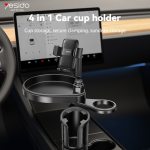 Yesido C274 4-in-1 Multifunctional Car Cup Holder & Tray Stand with 360° Rotation, Phone Mount & Storage Organizer - Image 3