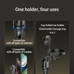 Yesido C274 4-in-1 Multifunctional Car Cup Holder & Tray Stand with 360° Rotation, Phone Mount & Storage Organizer - Image 4